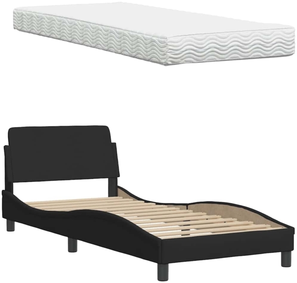 vidaXL Bett mit Matratze "Hanko" Schwarz 80x200 cm Stoff 3310491 Bild 7