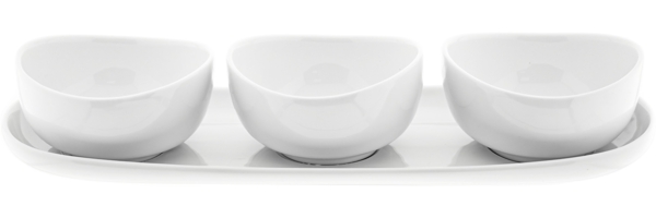 Mila Snackschalen-Set mit Servierteller aus hochwertigem Porzellan - 4-teilig
