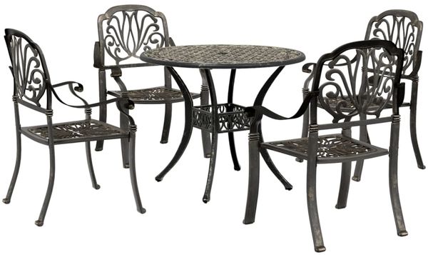 vidaXL 5-tlg. Garten-Essgruppe Bronzen Aluminiumguss 3216326