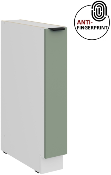 Küchen Unterschrank Schrankauszug 15 cm Küche ARIA Aquamarin ultra matt + Weiss matt, hochwertige Fronten mit Anti Fingerprint Beschichtung Küchenzeile Küchenblock