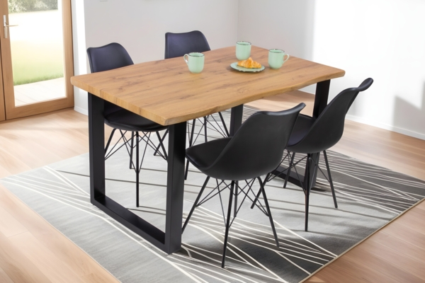 Esstisch Baumkante Holz-Optik Wildeiche 140 x 80 U-Gestell schwarz JOSY 142463994