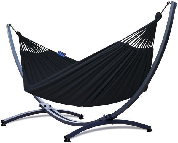 Potenza Hängematte mit Verzinkter Gestell – 220kg für 2 Personen I Hängematte- 220x160, 200kg I Cocoon XXL - Schwarz