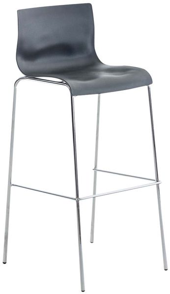 Barhocker TOKIO - Grau, Kunststoff Barhocker mit Lehne Barstuhl Tresenhocker Tresenstuhl Kneipenhocker Kneipenstuhl