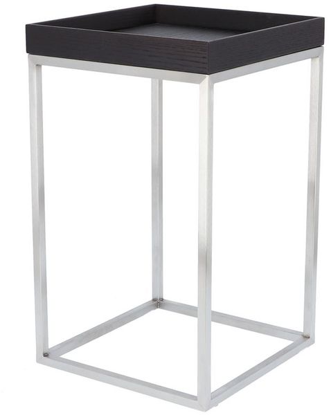 Beistelltisch Pino Säulenform Gestell Edelstahl Tablett Esche Wenge