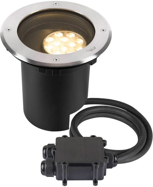 SLV DASAR® L, Bodeneinbauleuchte, asymmetrisch, 3000K, 70°/40°, IP65/IP67, rund, edelstahl - Bodeneinbauleuchten