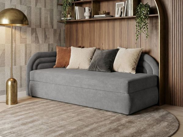 Beautysofa Einzelbett Cobi mit Bettkasten & Schlaffunktion (Einzelbett grau oder Dunkelbeige, Polsterbett 200x80 cm), modernes Jugendbett links oder rechts