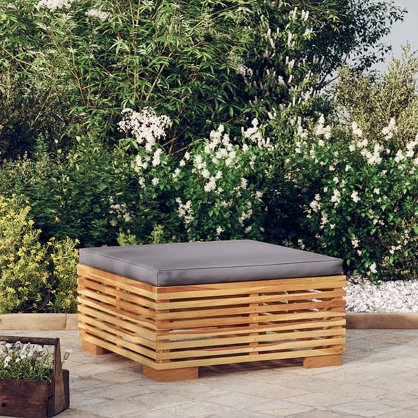 vidaXL Gartenhocker mit Dunkelgrauen Kissen Massivholz Teak 319161