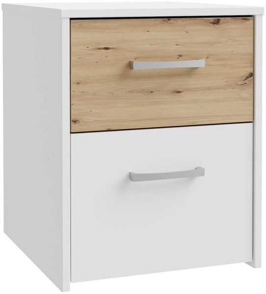 Nachtkästchen Nachttisch CULGOA 2 Schubladen in Weiß / Artisan Eiche