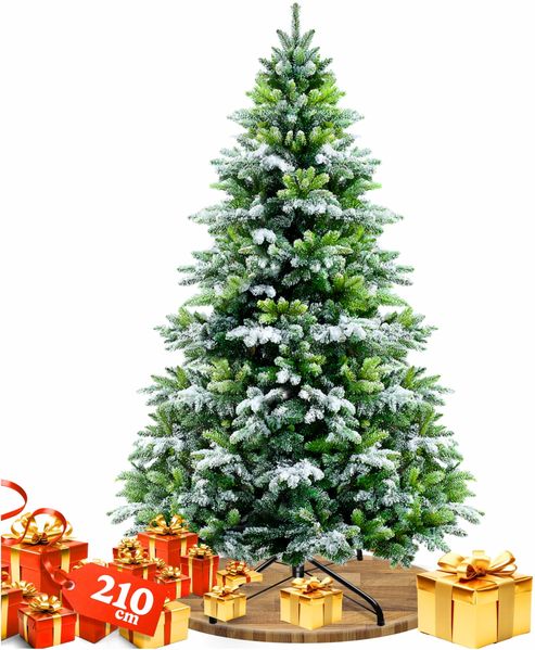 KESSER® Weihnachtsbaum künstlich Tannenbaum Edeltanne Spritzguss PE 210cm (Schnee)