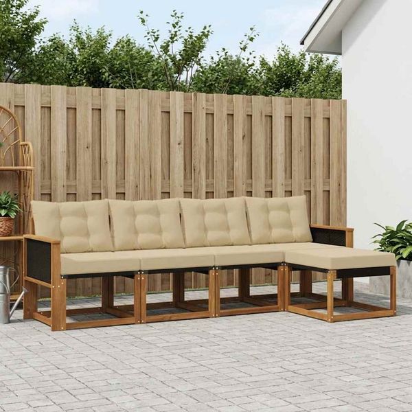 vidaXL Outdoor-Sofagarnitur mit Kissen 5 pcs Natur und Beige 3381881