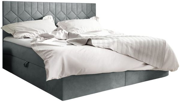 MEBLINI Boxspringbett BRUGES 160x200 cm mit Bettkasten – H3/Dunkelgrau Samt Polsterbett - Gepolstert Doppelbett mit Matratze und Topper - Polsterbett mit Stauraum - Bett mit Kopfteil – Stauraumbett Bild 2