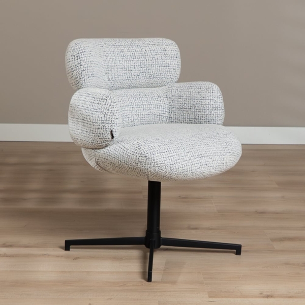 Bronx71 Esszimmerstuhl Coco drehbar Stoff meliert off-white/ schwarz