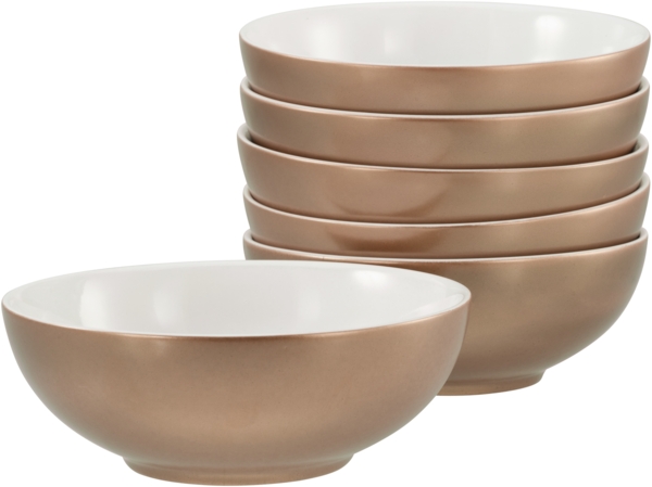 CreaTable, 24329, Serie Golden Days Weiß, 6-teiliges Geschirrset, Müslischalen Set aus Steinzeug Gold/Weiß