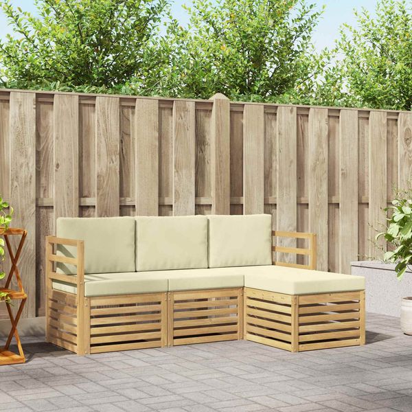 vidaXL Outdoor-Sofagarnitur 4 pcs Weiß und Creme 185,5 x 122,5 x 73 cm 3391615