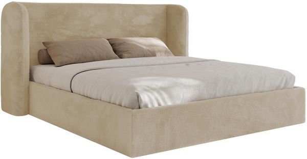 Polsterbett Bett mit Holzlattenrost Schlafzimmer Bett Doppelbett gepolstertes Kopfteil - EMORA CLASSIC - 160x200 cm - Creme Plüsch Bild 6