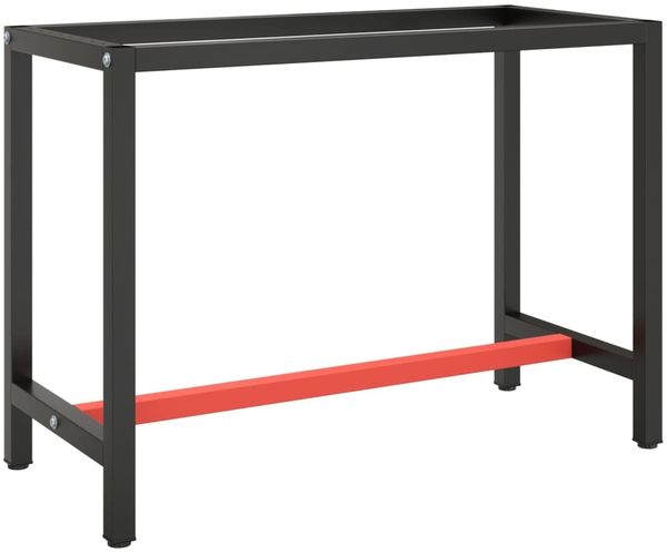 vidaXL Werkbankgestell Mattschwarz und Mattrot 110x50x79 cm Metall 151450