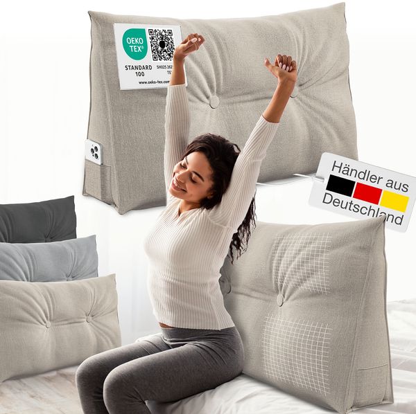 ELONEO Rückenkissen Bett- und Rückenstützkissen >Sand< 90cm