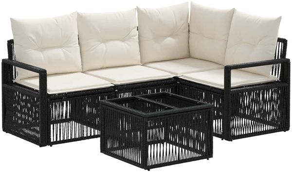 vidaXL Gartensofa-set 5 pcs Schwarz Poly-Rattan 3435706