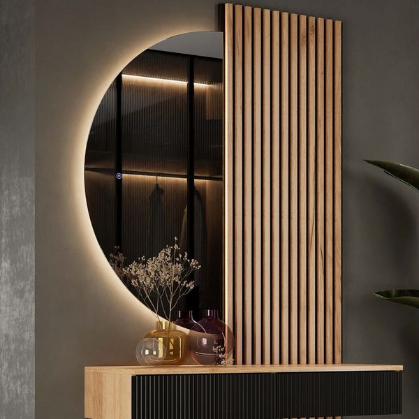 Planetmöbel Dekospiegel NIVORA (Dimmbar mit Touch-Schalter, 100x50cm, Dekorativer Wandspiegel mit Dimm-Funktion), LED Spiegel