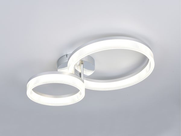 LED Deckenleuchte MOVA 2 Ringe Chrom Silber, Neutralweiß 4000K, Breite 51cm