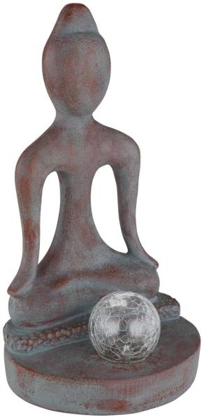 Globo Solarleuchte Buddha sitzend mit Kugel Kunststoff bronzefarben, 1xLED