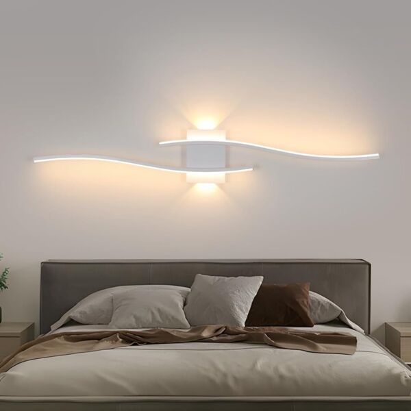 Comely LED Wandleuchte Innen, 27W 3000LM Wandlampe LED Innen Curve Design, Weiß Flurlampe Wand Belechtung für Schlafzimmer, Arbeitszimmer, Wohnzimmer, Warmes Weiß 3000K