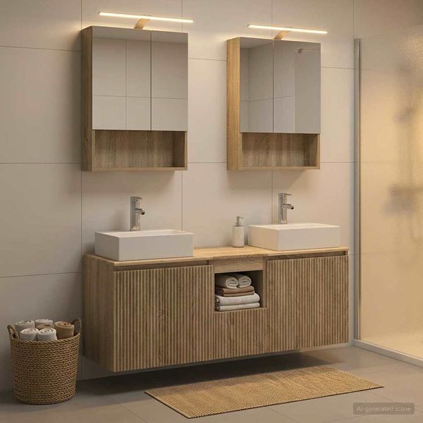 vidaXL Badezimmerschrank-Set 5 pcs Sonoma-Eiche Holzwerkstoff 3406401