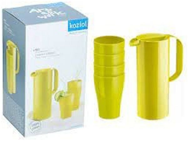 habeig Kanne Kanne Koziol mit Deckel und 4 Bechern - 5 tlg. Set Camping Grün 1,5 L