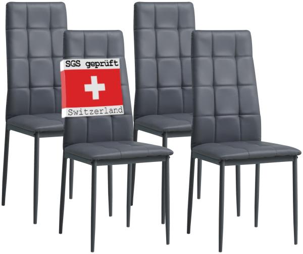 Albatros Esszimmerstühle RIMINI 4er Set, Grau - Edles Italienisches Design, Polsterstuhl Kunstleder-Bezug, Modern und Stilvoll am Esstisch - Küchenstuhl, Stuhl Esszimmer hohe Belastbarkeit