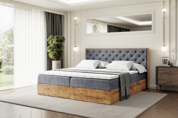 ALTDECOR Boxbett LOLLI3 (Multipocket-Matratze H4, H3 Matratze Bonellfederung, Topper, Kopfteil)