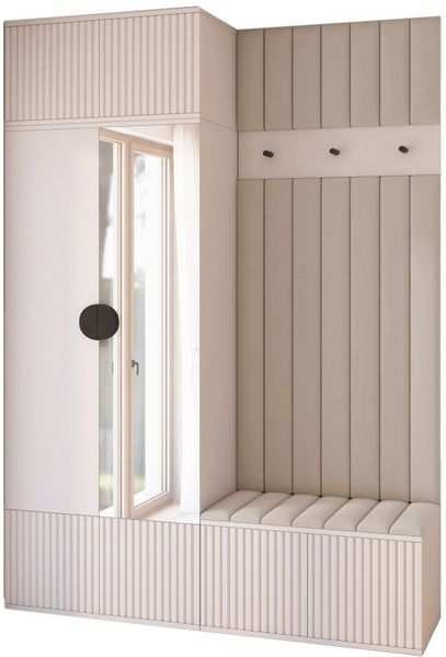 Compleo Garderoben-Set 140 cm breit, Elegant Garderobenschrank mit Lamellen