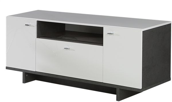 Forte 'Makaria' Lowboard, TV Unterschrank in weiß Hochglanz, 139x58 cm