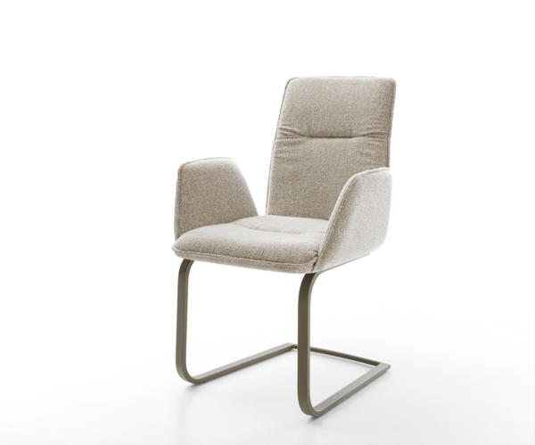 Freischwinger Vinja-Flex Webstoff Soft Beige Freischwinger flach Effektfinish Titan