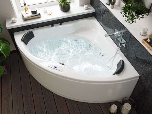 Deluxe Whirlpool Selene Ultra 140cm Made in Germany 80 Düsen & LED ohne Armatur : Ohne Armaturen