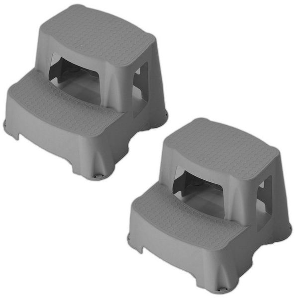 HAC24 Tritthocker Kinder Badhocker Kunststoff Kinderhocker Trittstufe Trittschemel Grau (Set, 2 St, 40 x 36,5 x 29 cm), belastbar bis 80 kg