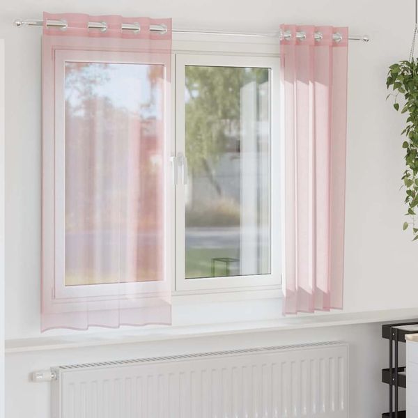 vidaXL Voile Vorhänge mit Ösen 2 Stk. Hellrosa 140x140 cm 4102083
