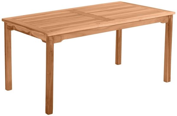 TPFGarden Gartentisch TEAKA - Gartenesstisch aus unbehandeltem Teakholz (Langlebiger und witterungsbeständiger Outdoor Esstisch, 1-St, rechteckiger Holztisch mit Schirmaussparung - Farbe natur), Teakholz Tisch mit den Maßen (BxHxT): 150 x 75 x 90 cm