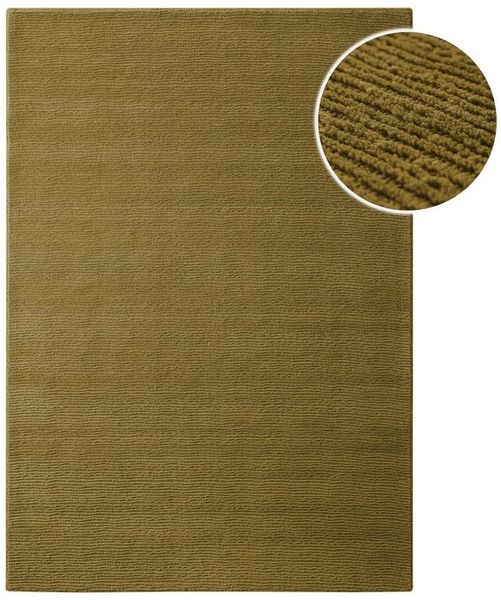 Wecon home Teppich Castello ONE, rechteckig, Höhe: 7 mm, Schurwolle, Kurzflor mit Hoch-Tief-Effekt, Wohnzimmer, Streifenmuster