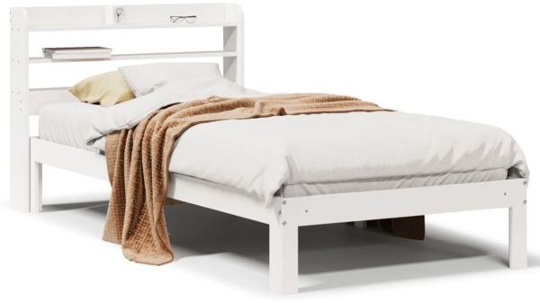 vidaXL Bettgestell mit Kopfteil ohne Matratze Weiß 90x200 cm 3306783