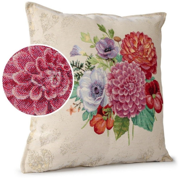 ANRO Dekokissen Kissenhülle MIT oder OHNE Füllung Kissenbezug Zierkissen, Kissenüberzug ohne Füllung Gobelin 45x45 cm Blumenstrauß bunt