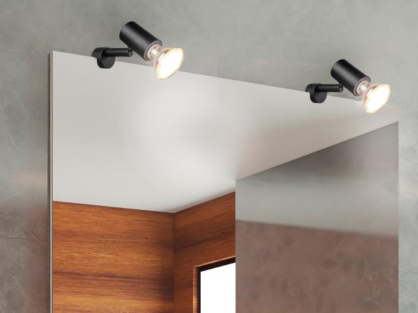 LED Badezimmerlampe dimmbar Schwarz, Spiegelklemmleuchte mit schwenkbarem Spot