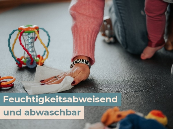 Krabbelmatte Sanosoft 180x240cm Hellgrau | Öko-Tex und in Deutschland produziert - beidseitig rutschfeste Krabbelunterlage Bild 5