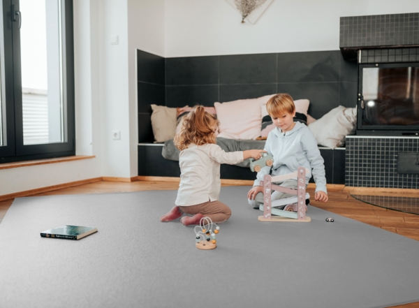 Krabbelmatte Sanosoft 180x240cm Hellgrau | Öko-Tex und in Deutschland produziert - beidseitig rutschfeste Krabbelunterlage Bild 2