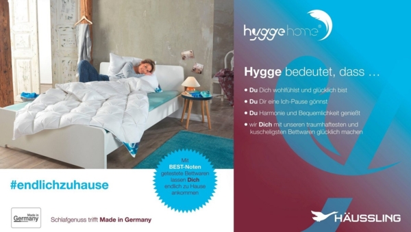 Haeussling Daunenbettdecke Hygge Home, Bettdecken für Sommer und Winter, Ganzjahresdecke, Decke, Füllung: weiße, neue 90% Daunen und 10% Federn, Kl. 1, Bezug: 100% Baumwolle, Bettdecke 135x200 cm, 155x220 cm & weitere Größen Bild 3