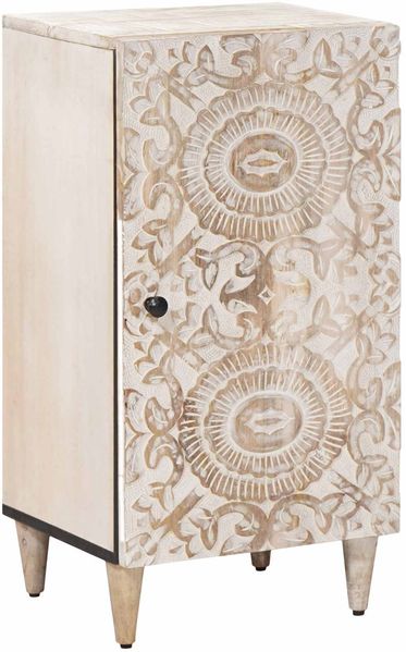vidaXL Sideboard mit Speicher Weiß 40 x 33,5 x 75 cm Massivholz Mango 4018392