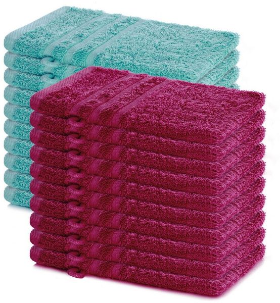 Lavea Waschhandschuh 20er Set Waschhandschuhe, 15 x 21 cm, Elena-Frottierserie, Waschlappen, (20-St), 500 g/m² Frottier, weich & saugstark, pflegeleicht