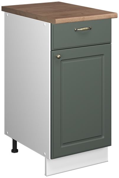 Unterschrank für Spüle/Kochfeld Fame-Line Grün-Gold Landhaus/Weiß 40 cm, AP Eiche Vicco