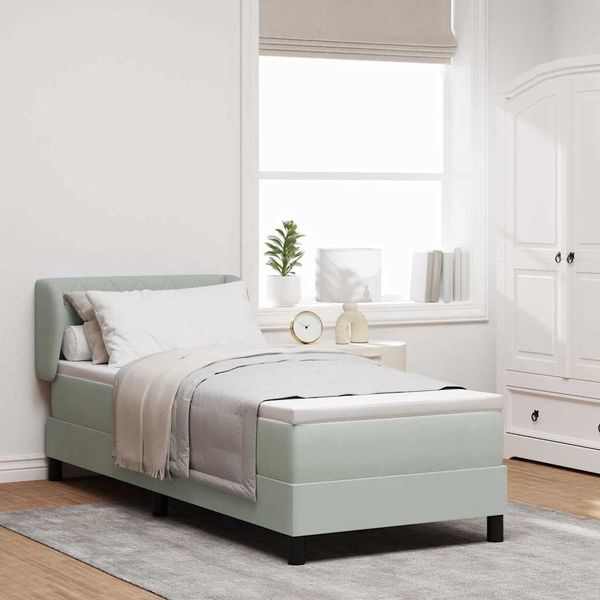 vidaXL Boxspringbett mit Kopfteil Hellgrau 80 x 200 cm Samt 3340304