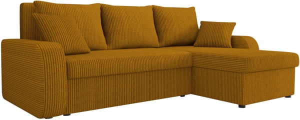 'Kris' Ecksofa Cord, Gelb, 80 x 147 x 238 cm