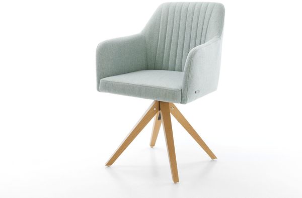 Drehstuhl Greg-Flex Stripes Mint Holzgestell kantig 180° drehbar